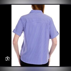 Notations Blue Striped Button Down Shirt, size medium